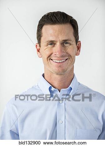 Stock Image - Caucasian man smiling. Fotosearch