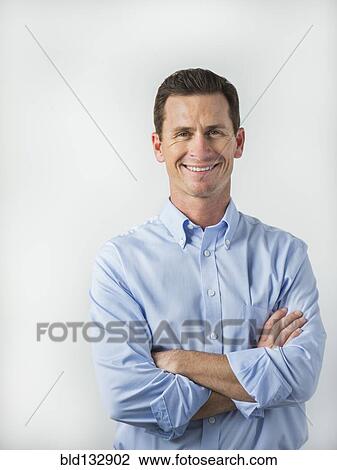 Stock Image - Caucasian man smiling. Fotosearch