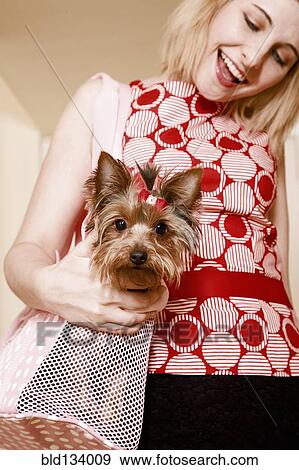 Caucasian woman petting dog View Large Photo Image Stock Photo - Caucasian woman petting dog. Fotosearch