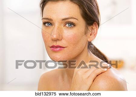 Stock Photography - Caucasian woman smiling. Fotosearch