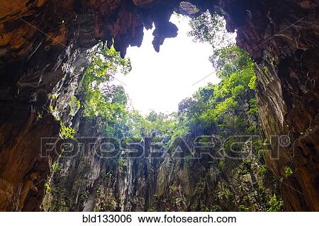 Cave opening in jungle landscape View Large Photo Image Stock Photograph - Cave opening in jungle landscape. Fotosearch