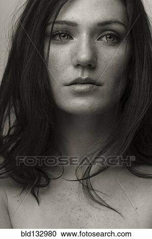 Stock Image - Close up of Caucasian woman's face. Fotosearch