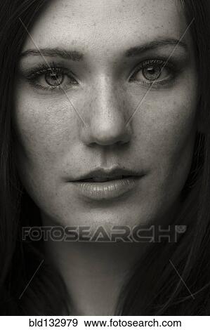 Close up of Caucasian woman's face View Large Photo Image Stock Photo - Close up of Caucasian woman's face. Fotosearch