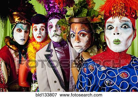 Stock Photo - Clowns wearing theatrical makeup. Fotosearch