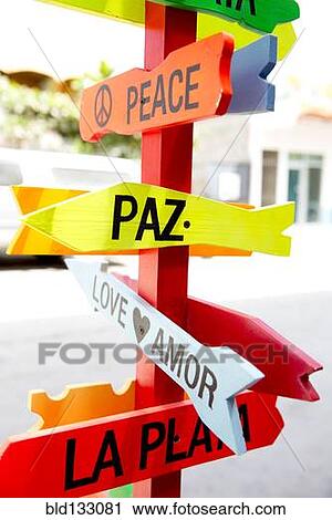 Colorful road signs to Peace and Love View Large Photo Image Stock Image - Colorful road signs to Peace and Love. Fotosearch
