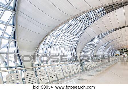 Picture - Modern architecture of Suvarnabhumi Airport, Bangkok, Thailand. Fotosearch