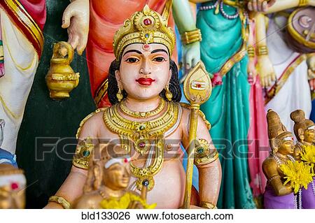 Stock Photograph - Ornate statues in Sri Mahamariamman temple, Kuala Lumpur, Federal Territory of Kuala Lumpur, Malaysia. Fotosearch