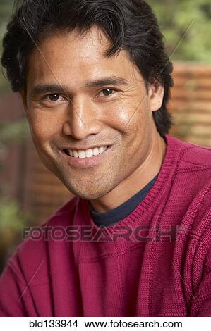 Picture - Pacific Islander man smiling. Fotosearch