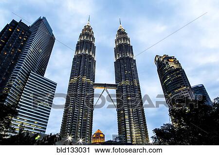 Stock Image - Petronas Twin Towers in Kuala Lumpur skyline, Federal Territory of Kuala Lumpur, Malaysia. Fotosearch