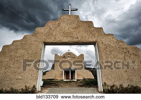 Pueblo church archway under stormy sky, Picuris Pueblo, New Mexico, United States View Large Photo Image Stock Photo - Pueblo church archway under stormy sky, Picuris Pueblo, New Mexico, United States. Fotosearch