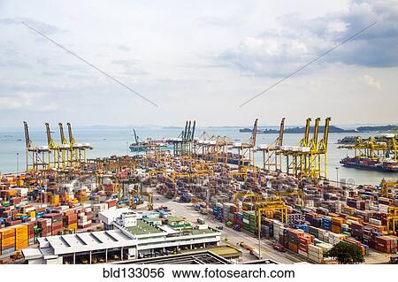 Stock Photograph - View of Keppel harbor, Singapore, Republic of Singapore. Fotosearch