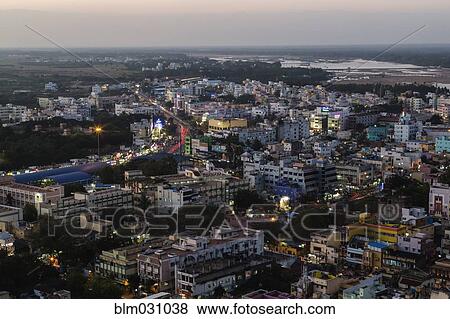 Stock Photo - Aerial view of Trichy cityscape, Tiruchirappalli, Tamil Nadu, India. Fotosearch