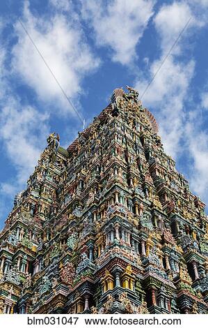 Sri Meenakshi Temple against blue sky, Madurai, Tamil Nadu, India View Large Photo Image Stock Photo - Sri Meenakshi Temple against blue sky, Madurai, Tamil Nadu, India. Fotosearch