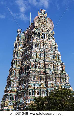 Sri Meenakshi Temple against blue sky, Madurai, Tamil Nadu, India View Large Photo Image Stock Photograph - Sri Meenakshi Temple against blue sky, Madurai, Tamil Nadu, India. Fotosearch
