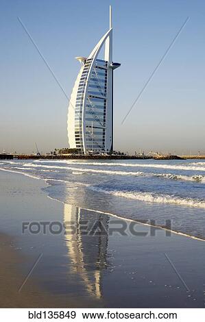 Burj Al Arab Hotel on beach, Dubai, United Arab Emirates View Large Photo Image Stock Photo - Burj Al Arab Hotel on beach, Dubai, United Arab Emirates. Fotosearch