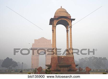 Stock Image - India Gate against blue sky, Delhi, India. Fotosearch