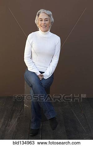 Stock Image - Older Caucasian woman smiling. Fotosearch