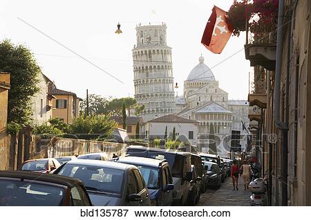 View of the Leaning Tower of Pisa from city street, Pisa, Toscano, Italy View Large Photo Image Stock Photo - View of the Leaning Tower of Pisa from city street, Pisa, Toscano, Italy. Fotosearch