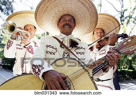 Stock Image - Musicians playing in mariachi band, San Miguel de Allende, Guanajuato, Mexico. Fotosearch