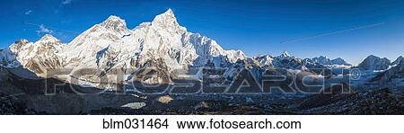 Panoramic view of snowy mountains in rural landscape, Gorak Shep, Khumbu, Nepal View Large Photo Image Picture - Panoramic view of snowy mountains in rural landscape, Gorak Shep, Khumbu, Nepal. Fotosearch