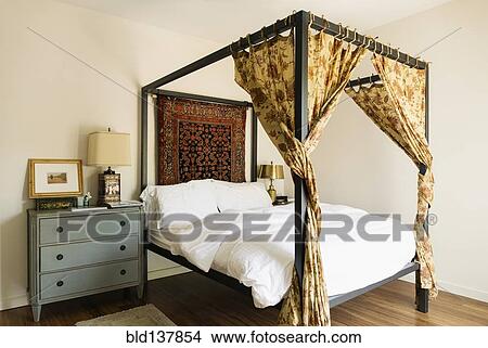 Picture - Canopy bed in bedroom. Fotosearch
