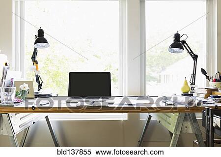 Computer and lamps on desk View Large Photo Image Stock Photography - Computer and lamps on desk. Fotosearch
