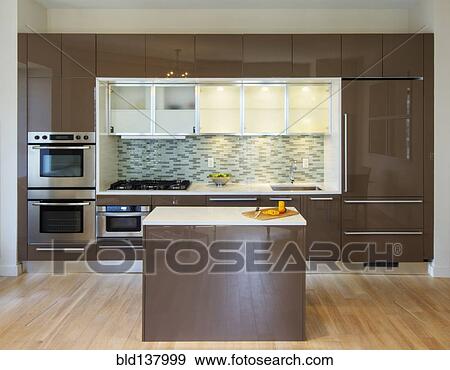 Stock Photo - Counter and island in modern kitchen. Fotosearch