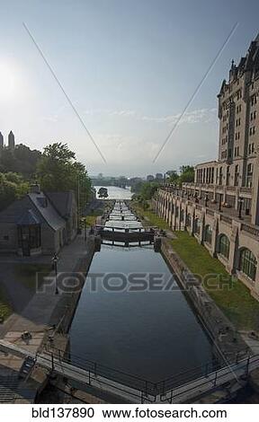 Locks of Rideau Canal under blue sky, Ottawa, Ontario, Canada View Large Photo Image Stock Image - Locks of Rideau Canal under blue sky, Ottawa, Ontario, Canada. Fotosearch