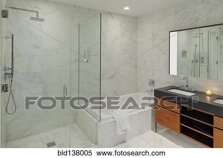 Marble shower, bath and sink in bathroom View Large Photo Image Stock Photography - Marble shower, bath and sink in bathroom. Fotosearch