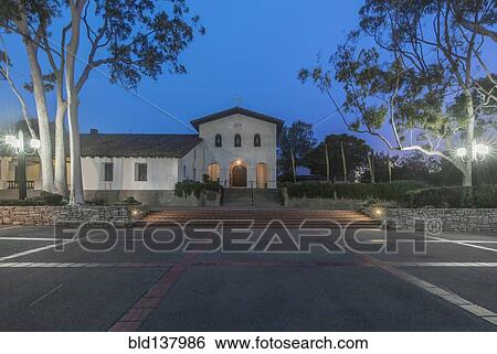 Stock Photograph - Mission San Luis Obispo overlooking parking lot, San Luis Obispo, California, United States. Fotosearch