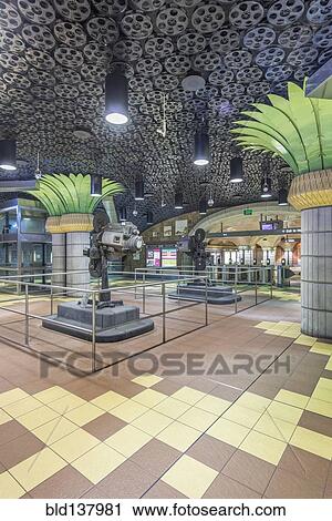 Ornate pillars and movie reels on ceiling in subway station, Los Angeles, California, United States View Large Photo Image Stock Image - Ornate pillars and movie reels on ceiling in subway station, Los Angeles, California, United States. Fotosearch