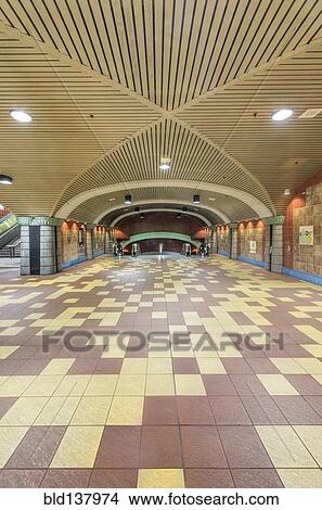 Picture - Ornate roof and floor tiles of subway station. Fotosearch