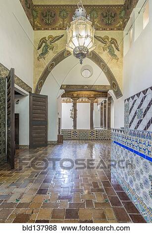 Stock Photo - Ornate tile and murals in courthouse, Santa Barbara, California, United States. Fotosearch