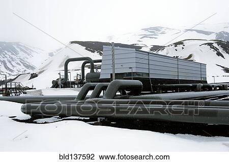 Stock Image - Power plant in arctic landscape. Fotosearch