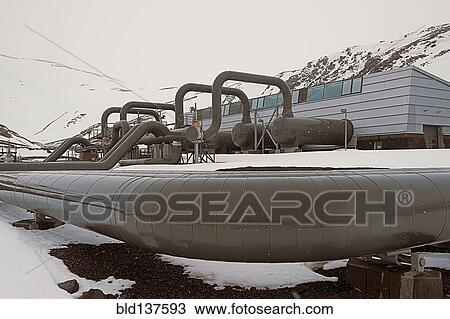 Stock Image - Power plant in arctic landscape. Fotosearch