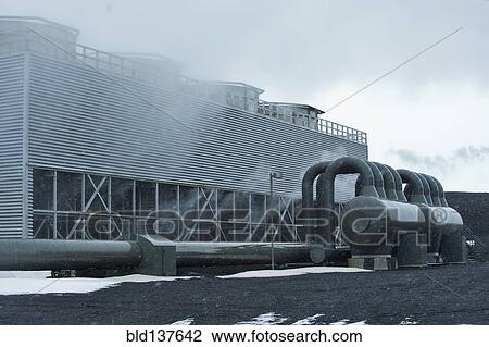 Stock Image - Power plant in arctic landscape. Fotosearch