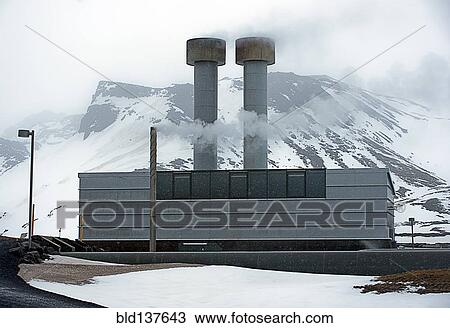 Stock Image - Power plant in arctic landscape. Fotosearch