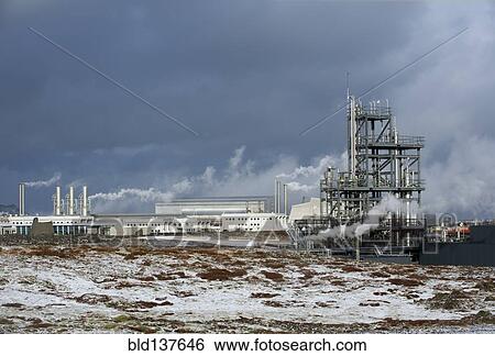 Stock Photograph - Power plant in arctic landscape. Fotosearch