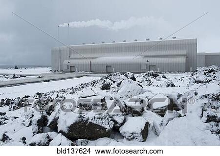 Picture - Power plant in snowy landscape. Fotosearch