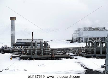 Stock Photo - Power plant in snowy landscape. Fotosearch
