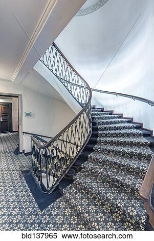 Stock Photography - Staircase with rug in modern hotel. Fotosearch
