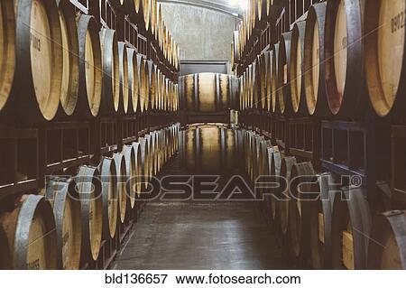 Stock Photo - Wine barrels aging. Fotosearch