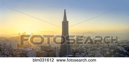Stock Image - Aerial view of skyscraper in San Francisco city skyline, California, United States. Fotosearch