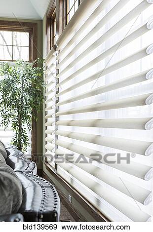 Stock Photo - Blinds on window in living room. Fotosearch