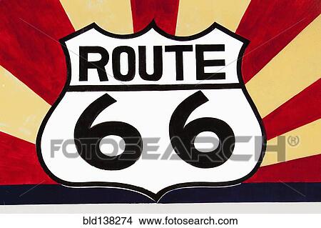 Picture - Close up of Route 66 sign. Fotosearch