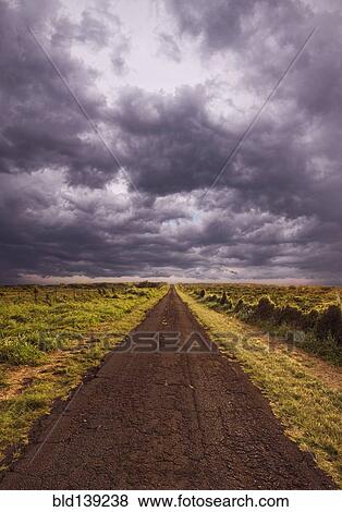 Rural road under cloudy sky View Large Photo Image Stock Photo - Rural road under cloudy sky. Fotosearch