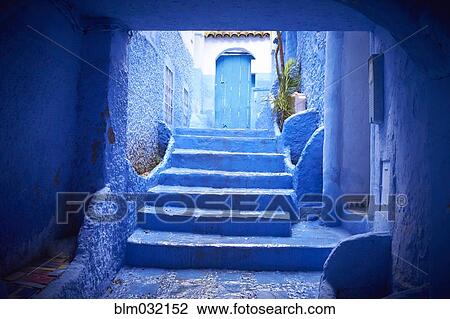 Steps and courtyard of blue historical building, Chefchaouen, Chefchaouen, Morocco View Large Photo Image Stock Image - Steps and courtyard of blue historical building, Chefchaouen, Chefchaouen, Morocco. Fotosearch