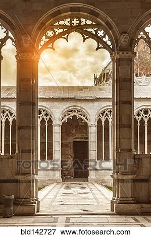 Stock Photo - Ornate arches of cathedral, Pisa, Tuscany, Italy. Fotosearch