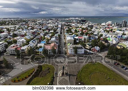 Aerial view of park and cityscape, Reykjavik, Iceland View Large Photo Image Stock Photo - Aerial view of park and cityscape, Reykjavik, Iceland. Fotosearch