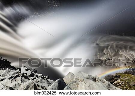 Stock Photography - High angle view of mist rising from Dettifoss Falls, Myvatn, Iceland. Fotosearch